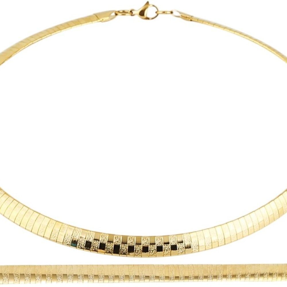 Stainless Steel Necklace and Bracelet Set 8mm 18" 8.5" Gold Resistant Durable